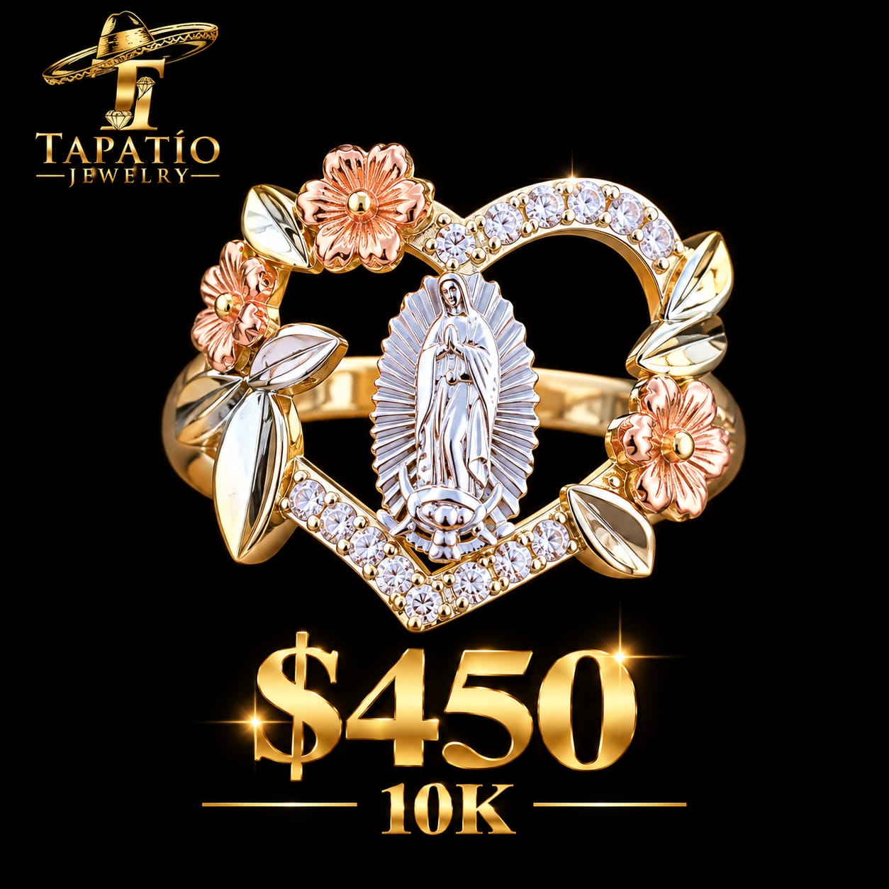Anillo de Corazon de Virgen 10k